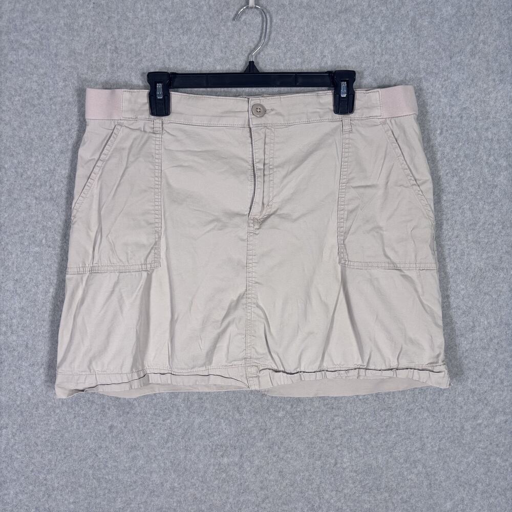 Y2K 90sLee Skirt‎ 18 Medium Mini Cream Utility Skort Elastic Waist Shorts GORP